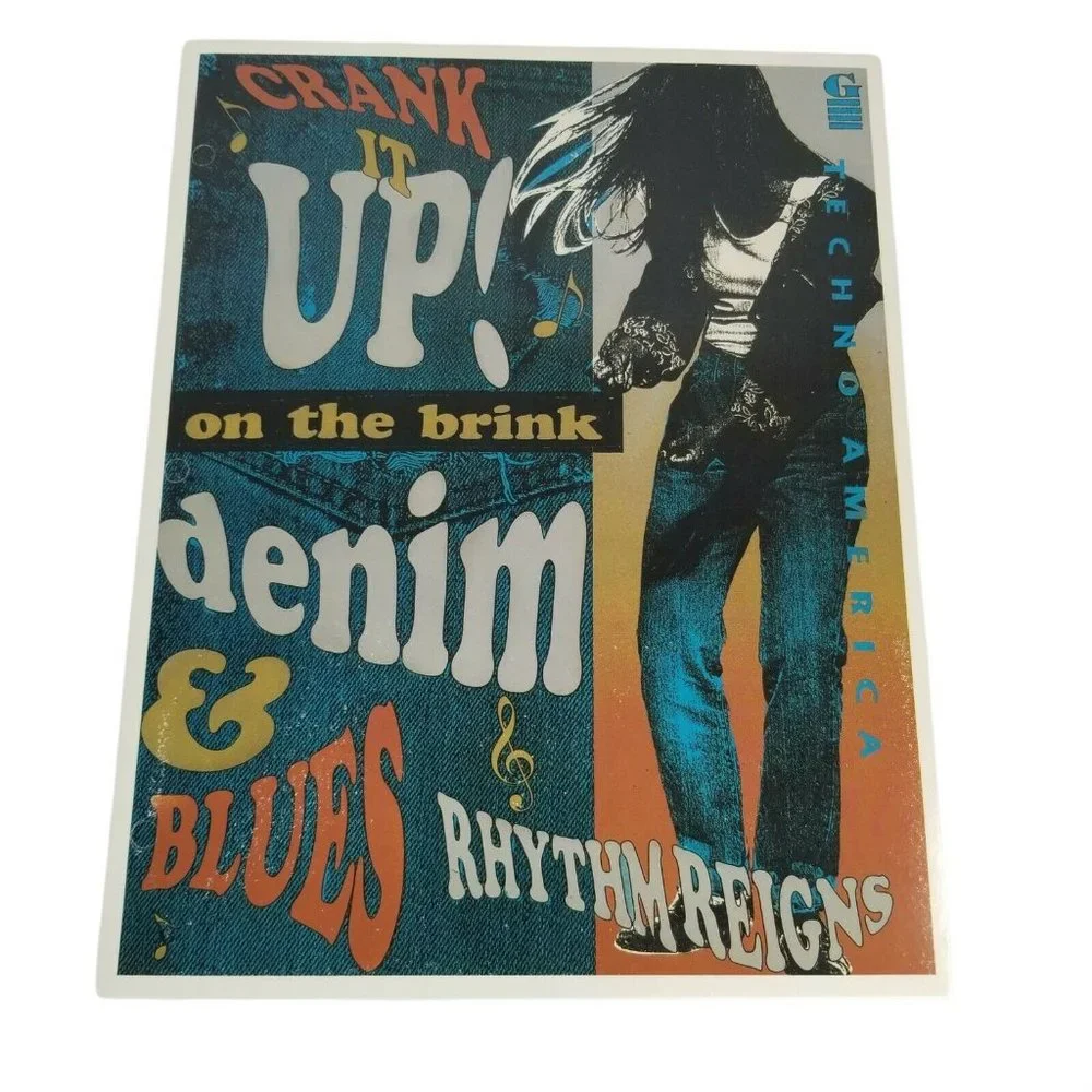 Vintage 80s GITANO Notebook Folder Lot of 2 Denim & Blues and Ears to the Street
